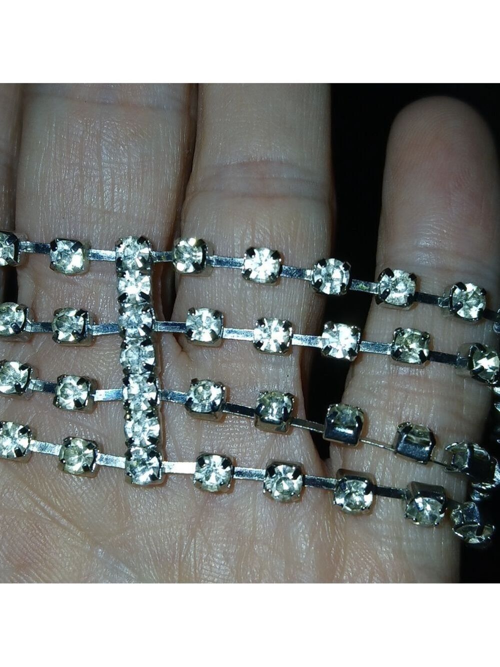 Metallic Crystal Clear Beaded Choker Necklace - Picture 6 of 8